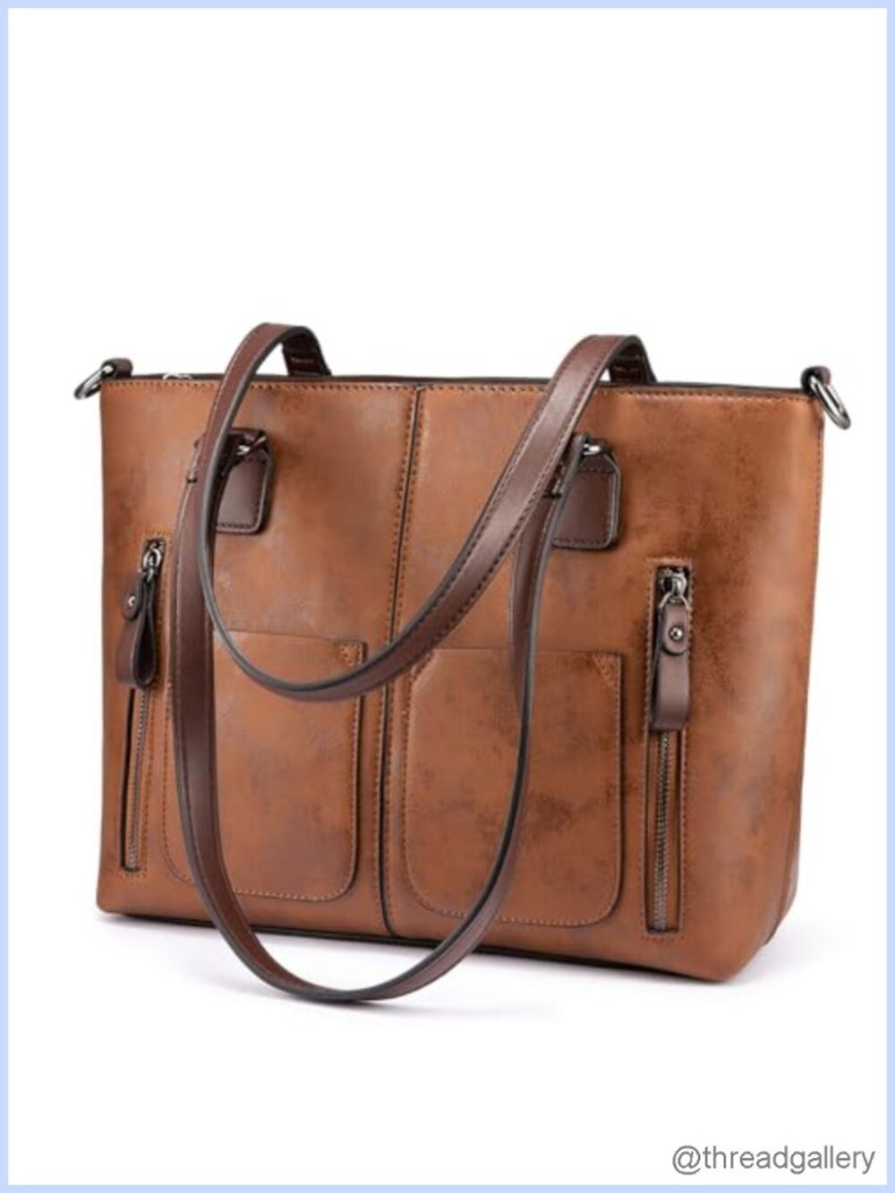 Large Vintage Faux Leather Hobo Shoulder Bag Multi-Pocket Tote Purse